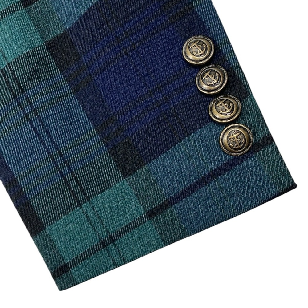 J Crew Thompson University Blazer Wool Blue Green Plaid Men's 36 NWT - Picture 7 of 15